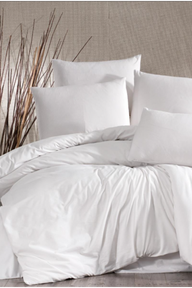 Otel Pamuk Çift Kişilik Nevresim Takımı - Beyaz