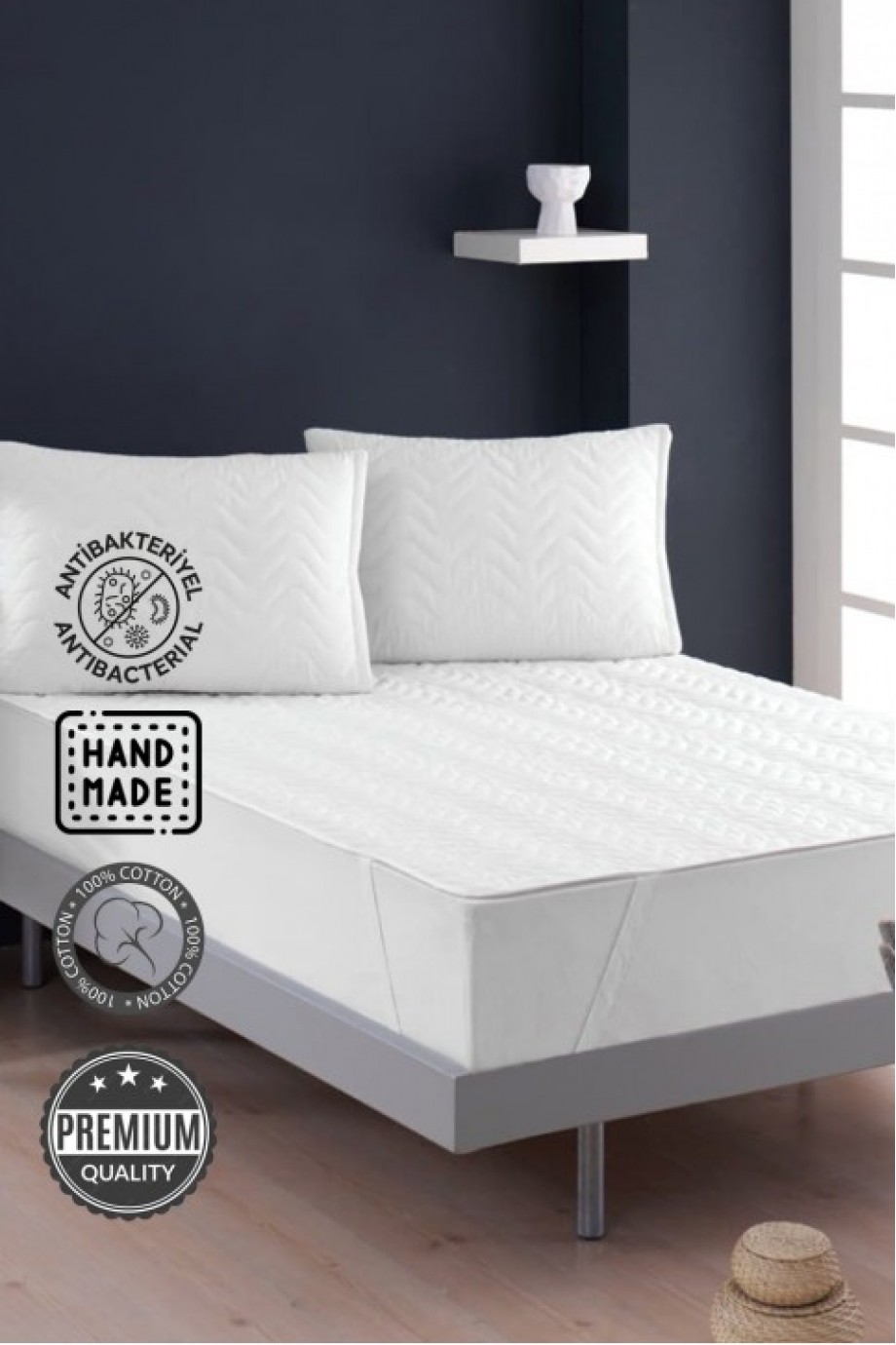 Pamuk Kapitone Sıvı Geçirmez Lastikli Yatak Alezi